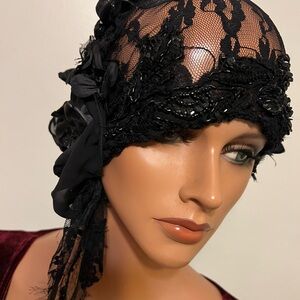 Elegant Black Lace Cloche Hat